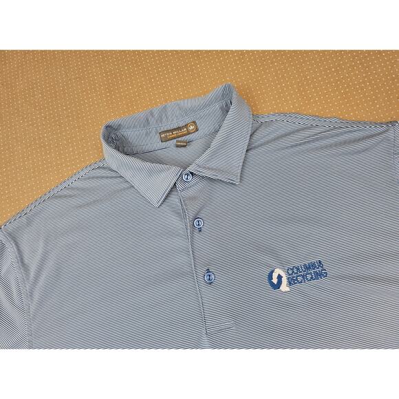 Peter Millar Shirt Mens Large Blue Summer Comfort Polo Golf Short Sleeve Stripe - Picture 3 of 14